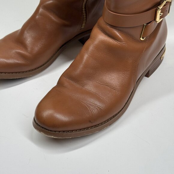 Michael Kors Arley Knee High Boots Brown Leather Round Toe Zip Size 6.5M - Picture 7 of 11